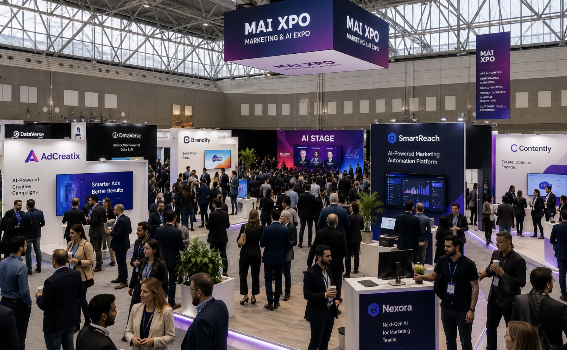 MAIXPO expo floor with AI tool exhibitors